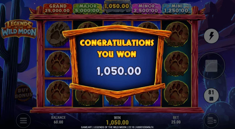 Legends of the Wild Moon – Free Spins koguvõit